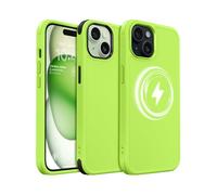 MobNano Coque pour iPhone 15, Compatible avec MagSafe, Étui de Protection Antichoc Mat Givré, 2 Styles de Couleur Remplaçables, Housse Anti-Rayures Protection Complète iPhone 15 - Vert Fluo