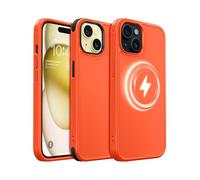 MobNano Coque pour iPhone 15, Compatible avec MagSafe, Étui de Protection Antichoc Mat Givré, 2 Styles de Couleur Remplaçables, Housse Anti-Rayures Protection Complète iPhone 15 - Orange