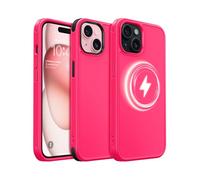 MobNano Coque pour iPhone 15, Compatible avec MagSafe, Étui de Protection Antichoc Mat Givré, 2 Styles de Couleur Remplaçables, Housse Anti-Rayures Protection Complète iPhone 15 - Rose