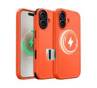 MobNano Coque pour iPhone 17, Compatible avec MagSafe, Étui de Protection Antichoc Mat Givré, 2 Styles de Couleur Remplaçables, Housse Anti-Rayures Protection Complète iPhone 17 - Orange