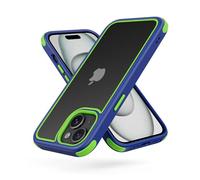 MobNano for Coque iPhone 15, Antichoc Anti-Rayures Transparente PC/TPU Silicone Etui pour iPhone 15 - Bleu/Vert
