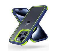 MobNano for Coque iPhone 15 Pro, Antichoc Anti-Rayures Transparente PC/TPU Silicone Etui pour iPhone 15 Pro - Bleu/Vert