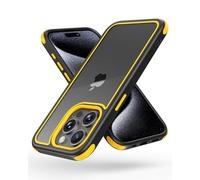 MobNano for Coque iPhone 15 Pro, Antichoc Anti-Rayures Transparente PC/TPU Silicone Etui pour iPhone 15 Pro - Noir/Jaune