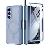 MOBOSI Coque de Protection à charnière magnétique pour Z Fold 5, Porte-Stylo Fold 5, Compatible avec MagSafe, Protection d'écran Avant intégrale pour Samsung Galaxy Z Fold 5, Bleu