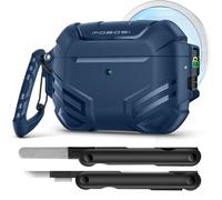 MOBOSI Coque pour AirPods Pro 3 avec kit de Nettoyage et Porte-clés, Compatible avec MagSafe, Compatible avec Airpod Pro Case 3e génération Coque Rigide de Protection Antichoc pour Homme (2025), Bleu