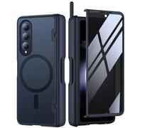 MOBOSI Coque pour Samsung Galaxy Z Fold 4, Compatible avec MagSafe, charnière intégrée et Protecteur d'écran - Coque magnétique Fine et Robuste pour Z Fold4 avec Porte-Stylo S - Noir