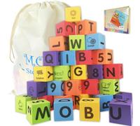 MOBU 30 Pcs Eva Mousse Blocs de Construction Douces Lettres Blocs Alphabet (ABC) Blocs de Nombres (123) Animal Blocs Multicolores