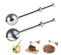 mobumeia Lot de 2 Boule a The - Infuseur thé avec Poignée Télescopique Filtre a The en Acier Inoxydable - pour Infusion en Vrac, Sucre, Farine, Café (Demi-trou et trou Complet)