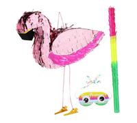 MOBUTOFU 1 Ensemble Piñata Flamant Rose pour Anniversaire Décorations de Hawaïenne Masque Accessoire de Jeu pour Adultes