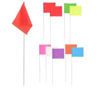 MOBUTOFU 10 Pièces Drapeaux de Bornage 38cm en Pvc et Acier, Marquage | Arroseurs Automatiques et Limites de Terrain, Pose Rapide, Haute Visibilité