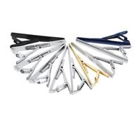 MOBUTOFU 10 Pièces Pince à Cravate Résistante à L'usure Élégante en Cuivre Argenté avec Boîte Style Minimaliste pour Mariages et Événements Professionnels pour Hommes