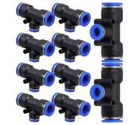 MOBUTOFU 10pcs Té de Tuyau Irrigation en Pom et Acier Inoxydable, Raccord Rapide pour Tuyau D'arrosage de 8mm à 12mm, Accessoires Arrosage Automatique pour Jardin