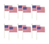 MOBUTOFU 12 Pièces Drapeau Américain à Bâton Drapeau à Bâtonnets de Décoration de Fête 10x15cm Mât en Bois 25cm Polyester pour Événements et Décoration de Grosse Surface à Main