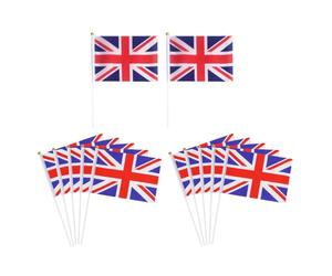 MOBUTOFU 12 Pièces Drapeaux à Main du Royaume-uni, Petit Drapeau Union Jack, Polyester Bâton en Plastique, Portables, Lavables, pour Réunion Internationale et Décoration de Voiture