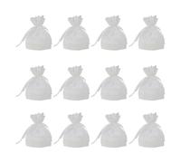 MOBUTOFU 12pcs Sachets D'emballage en Fil Bunchy Blanc Cordon de Serrage, Pochette à Bijoux Élégante en Dentelle pour Rangement et Emballage de Bonbons