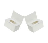 MOBUTOFU 2 Pièces Boîte De Mouchoirs Humides Contenants D'essuyage Rechargeables Conteneur De Lingettes Pour Bébé Essuyer Le Cas Porte Lingettes Pour Salle De Bain Blanche Plastique