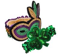 MOBUTOFU 2 Pièces Bracelets à Paillettes, pour Garçon Fille | Silicone et Sequin, Motif Shamrock ou Masque, Photo Booth, Parade, pour Tenue de Fête et Cheveux