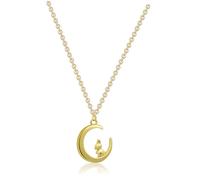 MOBUTOFU 2 pièces Collier Pendentif Lune et Lapin Cuivre pour Femmes et Adolescentes Accessoire Costume Cadeau Fête des Mères et Petite Amie