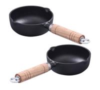 MOBUTOFU 2 Pièces Mini Poêle à Chauffer L'huile en Fonte, 13cm, Noire | Chauffage Uniforme, Bec Verseur Intégré, Fer Robuste, pour Cuisson et Service, Format Compact