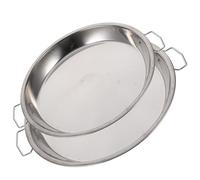 MOBUTOFU 2 Pièces Plateau Multifonction Rond en Acier Inoxydable | Surface Lisse, Bordures Soignées, Compatible Micro-ondes, Présentation Élégante, Préparation Culinaire Polyvalente, Format