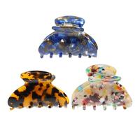MOBUTOFU 3pièces Lot de Pinces à Cheveux Griffes Acétate Petites pour Femmes et Filles Clips Griffes Antidérapants Bleu Motifs Floraux et Imprimé Sauvage Accessoires Coiffure Durables