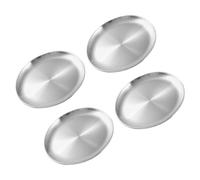 MOBUTOFU 4 Pièces Assiette Ronde en Acier Inoxydable, Grosse Capacité