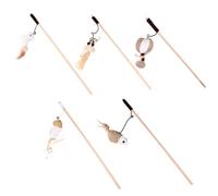 MOBUTOFU 5 Pièces Interactif pour Chat Halloween à Ficelle, Clochette, Lin | Lot de Jouets pour Animaux, Bois Beige, Pendentif Plume, Self-play, Attire les Chats Style Aléatoire