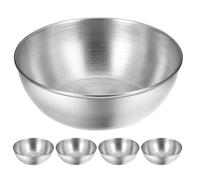 MOBUTOFU 5 Pièces Plat à Assaisonnement Rond en Acier Inoxydable | Design Empilable, Surface Polie Miroir, pour Buffets et Stations de Condiments, Portion Individuelle