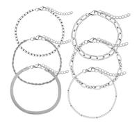 MOBUTOFU 6 pièces Bracelets Femme Métal Inoxydable Empilables Joncs Légers Ajustables Style Minimaliste pour Poignet et Cheville