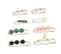MOBUTOFU 8 pièces Broche Épingle avec Perles Artificielles Pinces Sécurisées pour Vêtements Clip Châle et Ceinture Accessoire Mode Anti-dérapant pour Femme