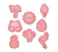 MOBUTOFU 8 Pièces Moules à Biscuits en Plastique Rose Élasticité, Design Unique été Plage, pour Pâtisserie et Décoration Maison