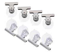 MOBUTOFU 8 Pièces Pince à Ventouse Clip en Acier Inoxydable | Support pour Surfaces Lisses Non Poreuses, Fixation sans Perçage, Usage Vitre et Carrelage, Format Moyen Style Aléatoire