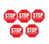 MOBUTOFU Autocollants Stop en PVC Imperméables 5 Pièces, Stickers Antidérapants pour Sol et Mur, Signalisation Rouge pour Centres Commerciaux et Espaces Publics