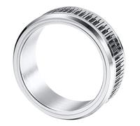 MOBUTOFU Bague de Piano en Acier Inoxydable Argentée, Design Rotatif Confortable, Taille 9 Américaine, Accessoire Mode Saint-valentin et Mariages