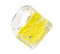 MOBUTOFU Bague en Résine Créative Fruitée pour Femme, Anneau Large en Plastique Coloré, Décoration Quotidienne du Doigt et Accessoire Photographique Couleur Aléatoire