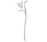 MOBUTOFU Baguettes à Cheveux Argentées en Métal Forme Fleur de Prunier, Finition Brillante Haute, Design Chinois Moderne, Accessoires Portables pour Femmes et Filles Quotidien