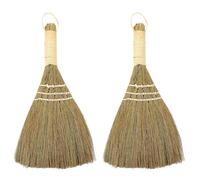 MOBUTOFU Balai à Main Lot de 2 en Paille de Riz Brosse Naturelle Petite Taille pour Nettoyage de Bureau et Maison Balais Manuels pour Poussière et Sols