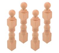 MOBUTOFU Balustre d'escalier en Bois Massif Non Peint 4 pièces 13.5x2x2cm pour modèles Miniatures et décor intérieur, Installation Facile pour Garde-Corps Miniature