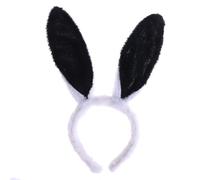 MOBUTOFU Bandeau Oreilles de Lapin en Polaire Noire, Confortable et Facile à Porter, Accessoire pour Cheveux pour Adultes et Adolescents