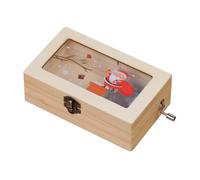 MOBUTOFU Boîte à Musique à Manivelle en Bois pour Noël, Décoration de Table Festive, Mélodie de Noël, Présent Anniversaire, Décoration Maison, Jolie Boîte à Mélodies du Festival, 1 Pièce