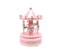 MOBUTOFU Boîte à Musique Carrousel Romantique Rose en Plastique, Décor de Bureau Charmant, Boîte à Musique Manuelle pour Présent d'anniversaire Garçon et Filles