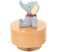 MOBUTOFU Boîte à Musique Ronde en Bois Décorative Éléphant Tournant, Décoration Intérieure Festive pour Bureau et Table, Ornement Créatif pour Maison et Présent de Noël