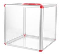 MOBUTOFU Boîte de Loterie Transparente Multifonctionnelle en Acrylique et Alliage D'aluminium 25cm Trou de Rangement Facile pour Collecte de Dons Lors de Réunions Annuelles