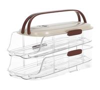 MOBUTOFU Boîte de Rangement pour Œufs à Roulement en Plastique Transparent avec 2 Niveaux Empilables, Couvercle et Poignée, Design Automatique pour Réfrigérateur et Plan de Travail, Gain