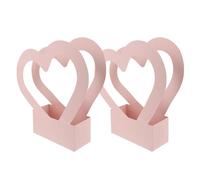 MOBUTOFU Boîte D'emballage pour Fleurs en Carton 2 Pièces Forme Cœur avec Poignée pour Mariage, Emballage de Bouquets Frais et Transport Facile