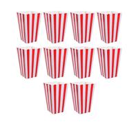 MOBUTOFU Boîtes à Popcorn Boîte de Conservation Pratique Lot de 10 en Papier Imprimé à Rayures Rouges, Conteneurs Classiques pour Snacks et Fêtes Cinéma pour Soirée