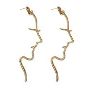 MOBUTOFU Boucles D'oreilles Légères et Faciles à Porter Design Abstrait Visage Humain en Alliage Doré Élégantes et Délicates, Idée Présent pour Femme