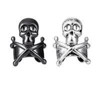MOBUTOFU Boucles D'oreilles Style Punk en Cuivre Noir Clips Gothiques Design Non Percé Confortable, 2 Pièces Forme Crâne pour Hommes et Femmes