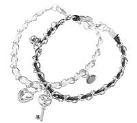 MOBUTOFU Bracelet Couple Ajustable Cuir avec Clé et Serrure Chaîne Simple pour Femme Accessoire Léger et Confortable pour Cadeau Saint-valentin et Anniversaires