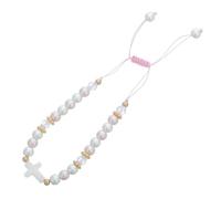 MOBUTOFU Bracelet Élégant en Perles Plastique Croix Symbole D'amitié pour Pâques et Fêtes Chrétiennes, Présent Significatif pour Grand-mère et Petite-fille